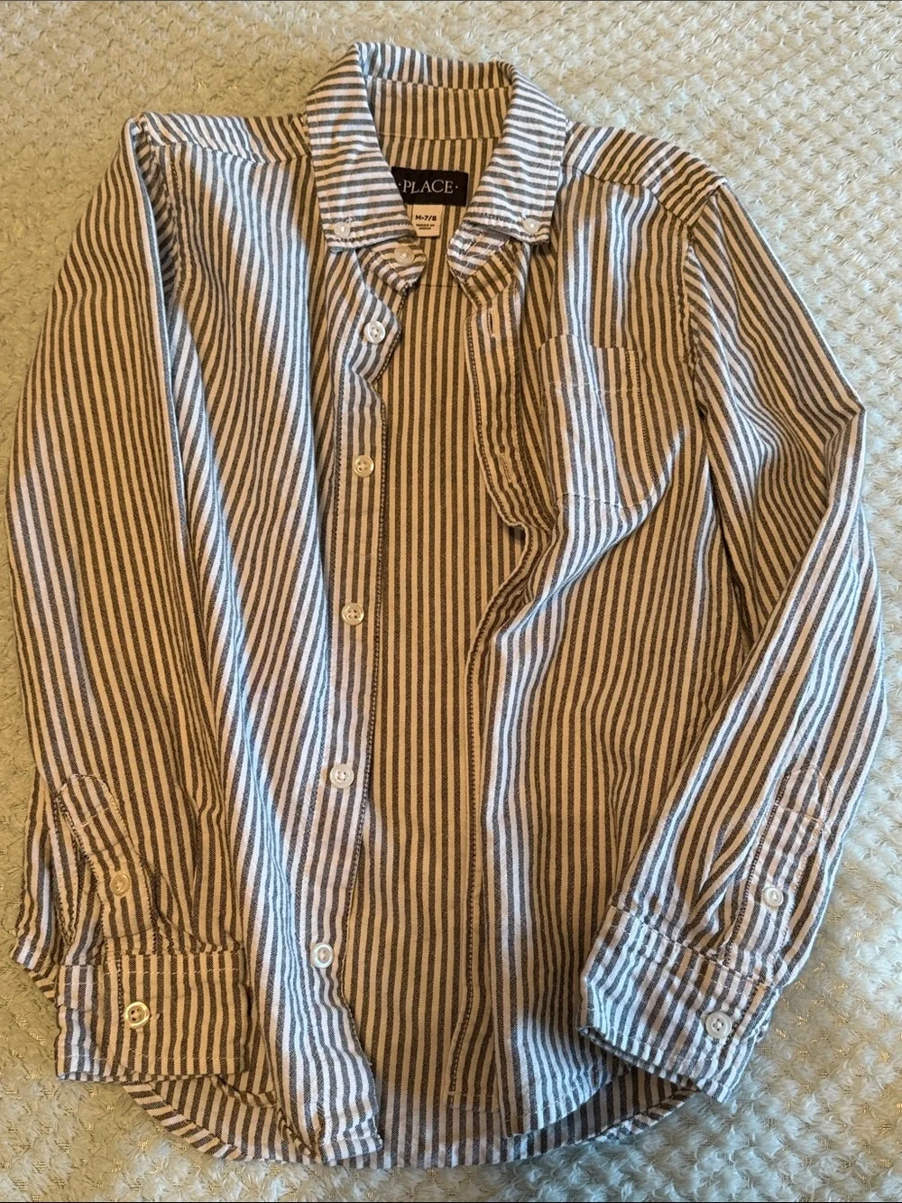 The Children's Place Grey & White Vertical Stripe Button-Down Shirt